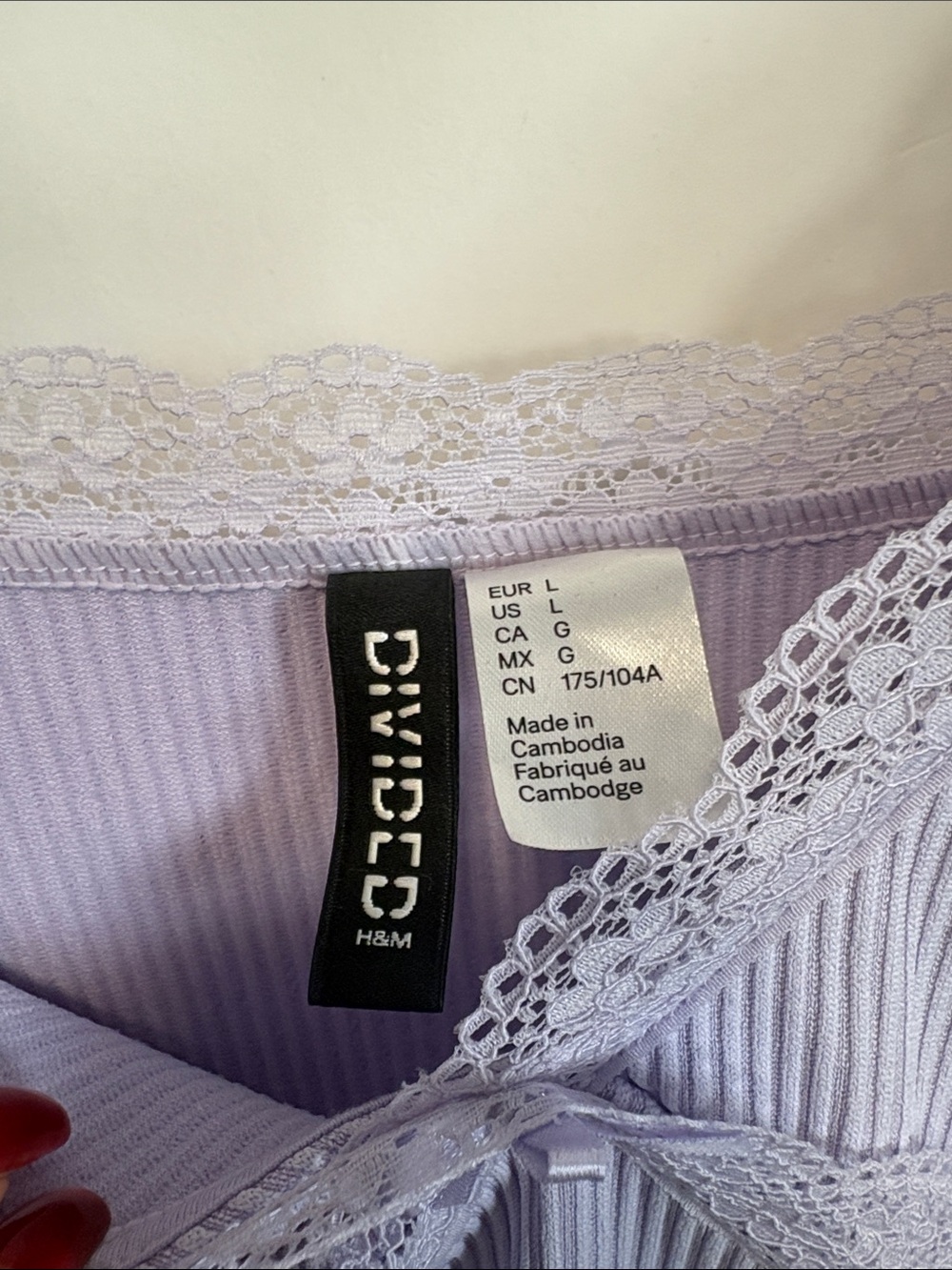 Divided Lavender Ribbed Lace-Trim Slip - Picture 2 of 10